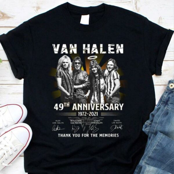 Awesome Van Halen band member 49th anniversary 1972-2021 signatures thank memories shirt