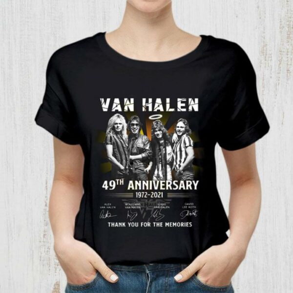 Awesome Van Halen band member 49th anniversary 1972-2021 signatures thank memories shirt