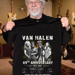 Awesome Van Halen band member 49th anniversary 1972-2021 signatures thank memories shirt 2