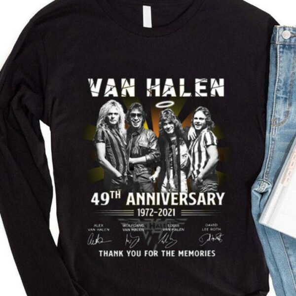 Awesome Van Halen band member 49th anniversary 1972-2021 signatures thank memories shirt