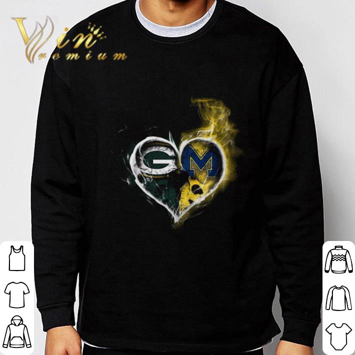 Smoky Heart Green Bay Packers and Michigan Wolverines shirt Smoky Heart Green Bay Packers and Michigan Wolverines shirt 3