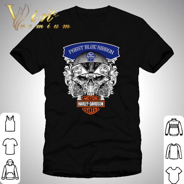 Skull mashup Pabst Blue Ribbon and Motor Harley Davidson Cycles shirt Skull mashup Pabst Blue Ribbon and Motor Harley Davidson Cycles shirt 1