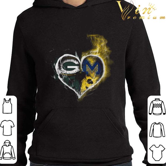 Smoky Heart Green Bay Packers and Michigan Wolverines shirt 3 Smoky Heart Green Bay Packers and Michigan Wolverines shirt