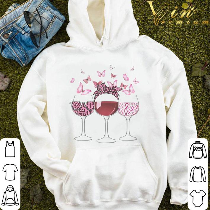 Leopard Wine Breast Cancer Butterfly shirt