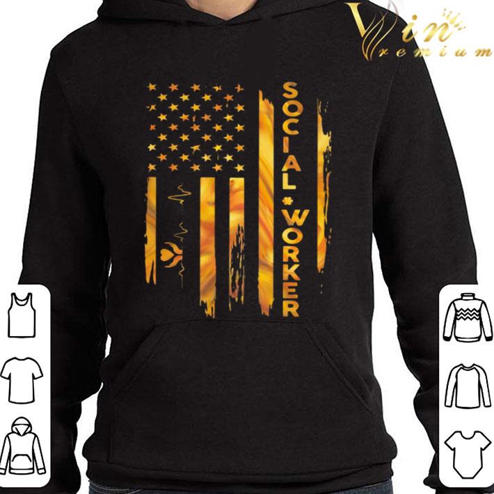 Social Worker and American Flag Heartbeat shirt