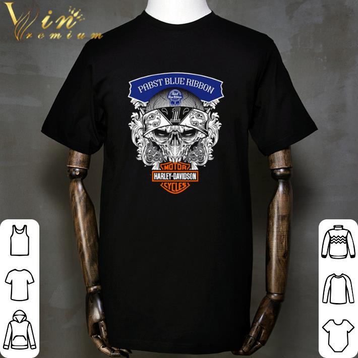 Skull mashup Pabst Blue Ribbon and Motor Harley Davidson Cycles shirt Skull mashup Pabst Blue Ribbon and Motor Harley Davidson Cycles shirt 2