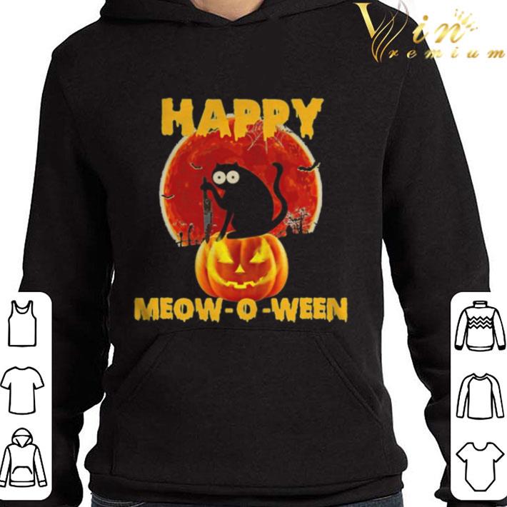 Halloween Black Cat Hold Knife Happy Meow o ween shirt