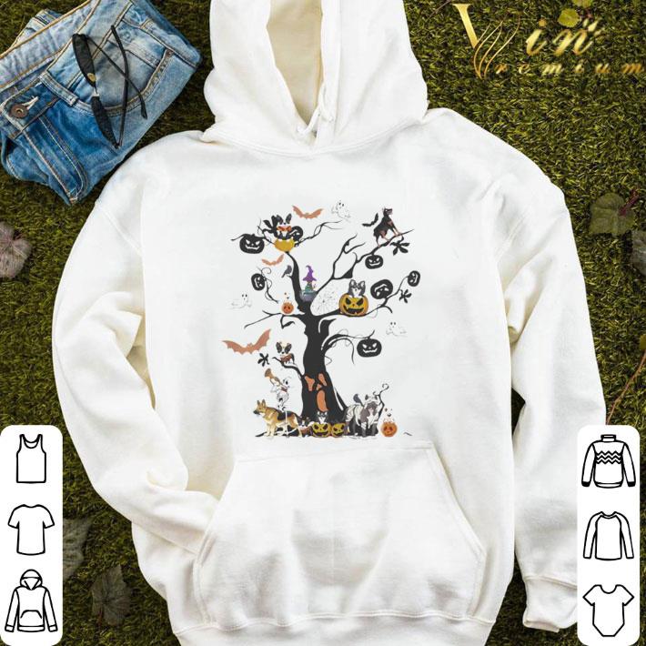 Halloween tree dogs pumpkins ghost bats shirt