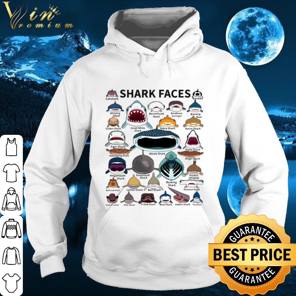 Top Identification all Shark Faces shirt