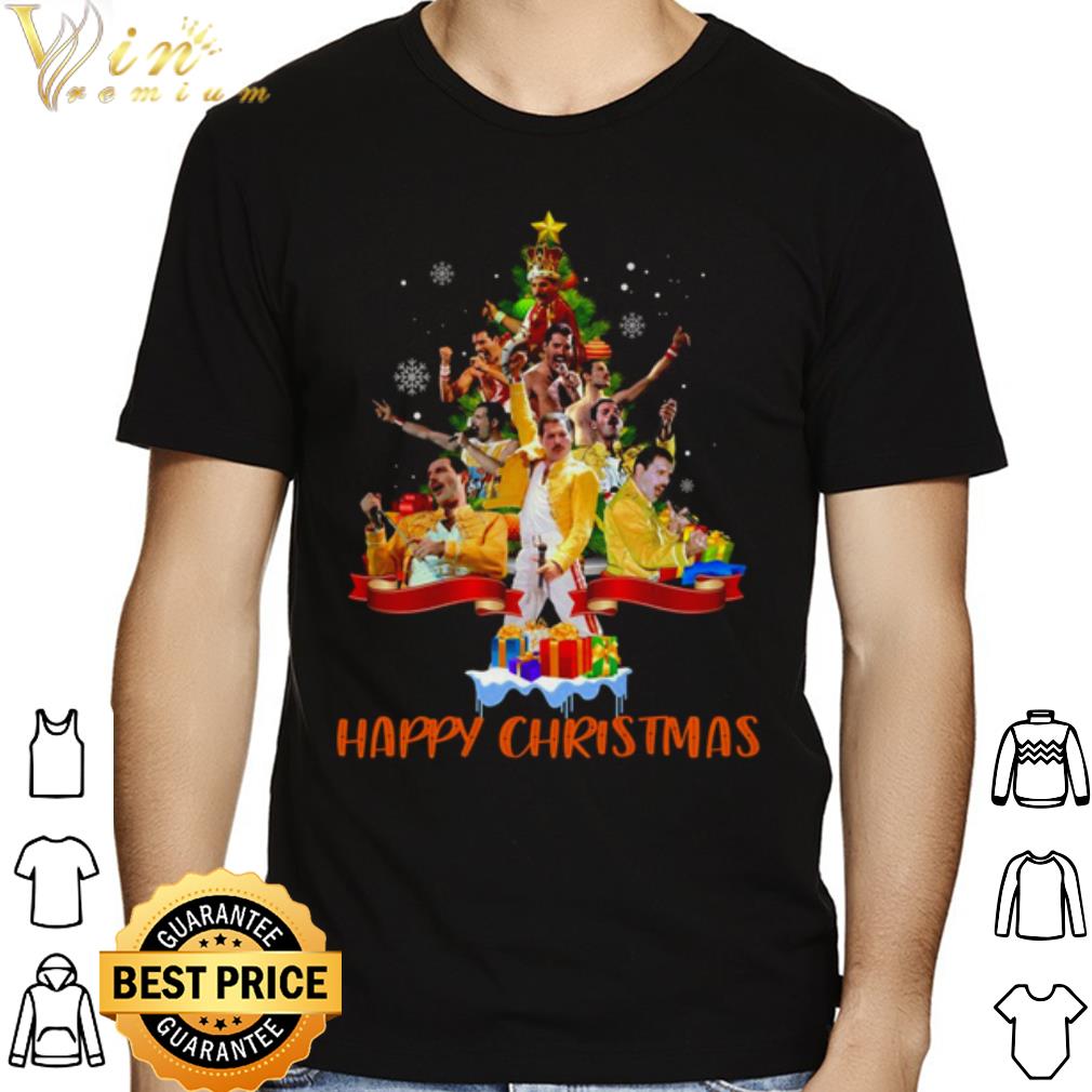 Santa Freddie Mercury and Happy Christmas tree shirt