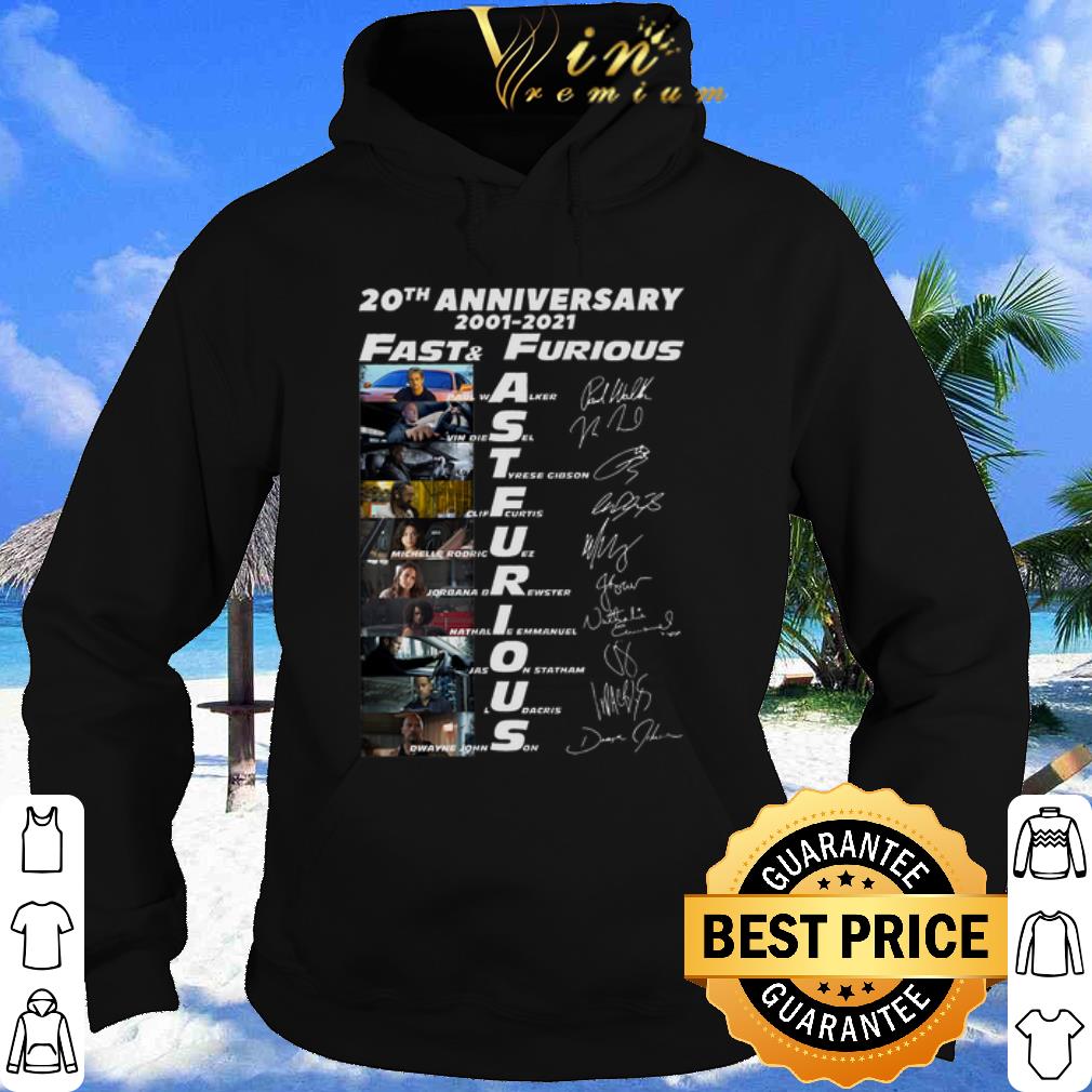 Top Fast and furious 20th anniversary 2001 2021 signature shirt