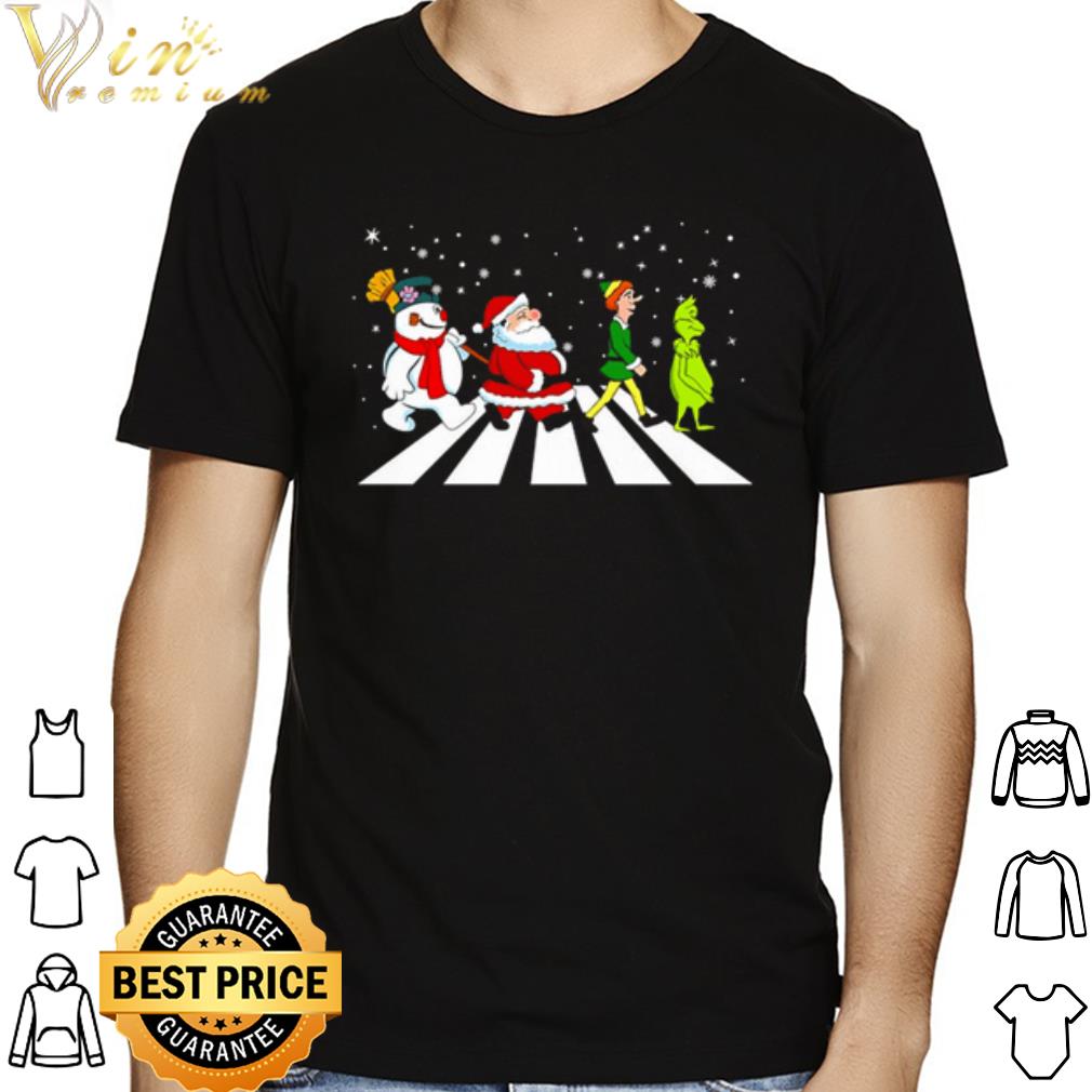 Grinch Elf Santa Snowman road Merry Christmas shirt