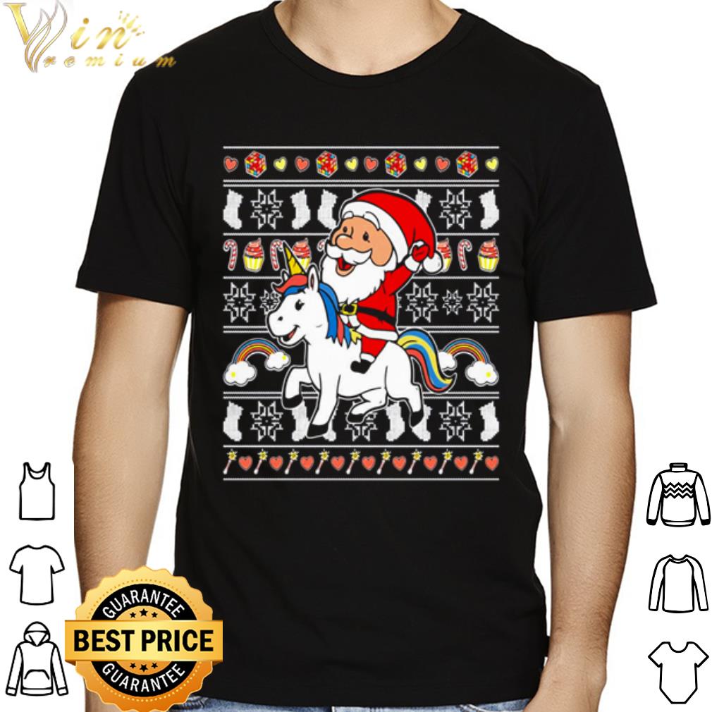 Santa Riding Unicorn Christmas hoodie shirt