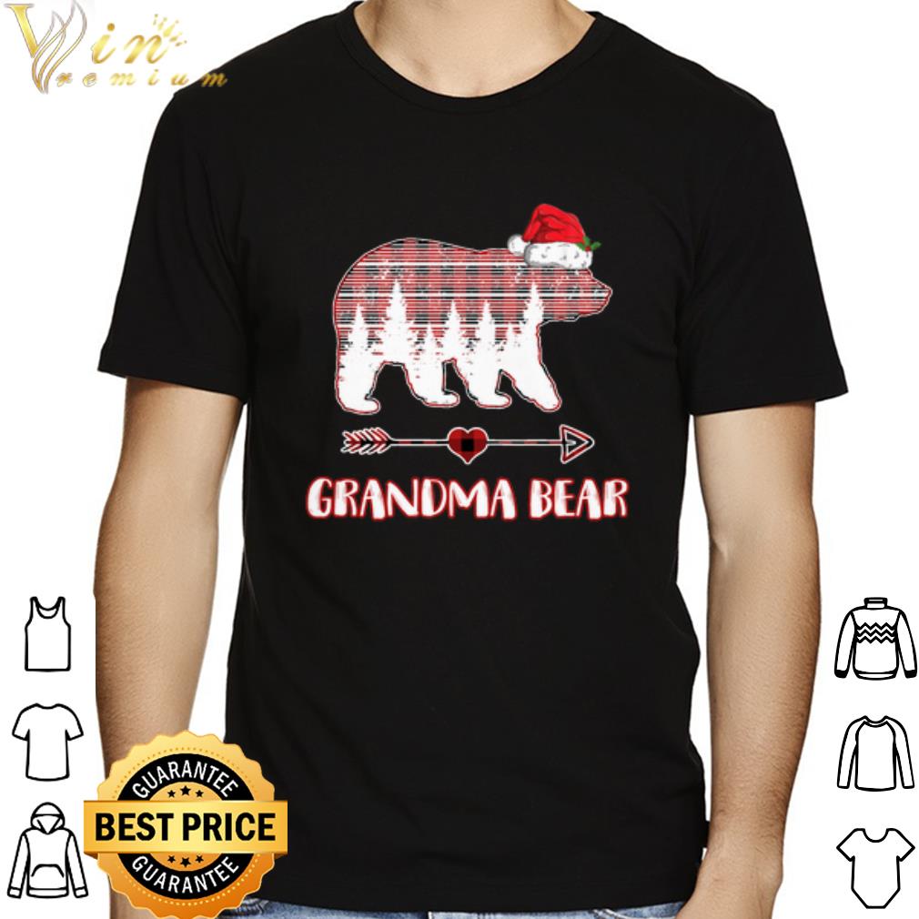 Grandma Bear Pajama Red Plaid Buffalo Hat Christmas shirt