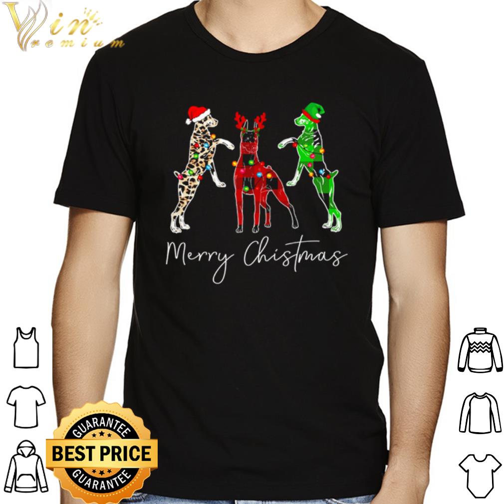 Leopard Doberman Pinscher merry Christmas shirt