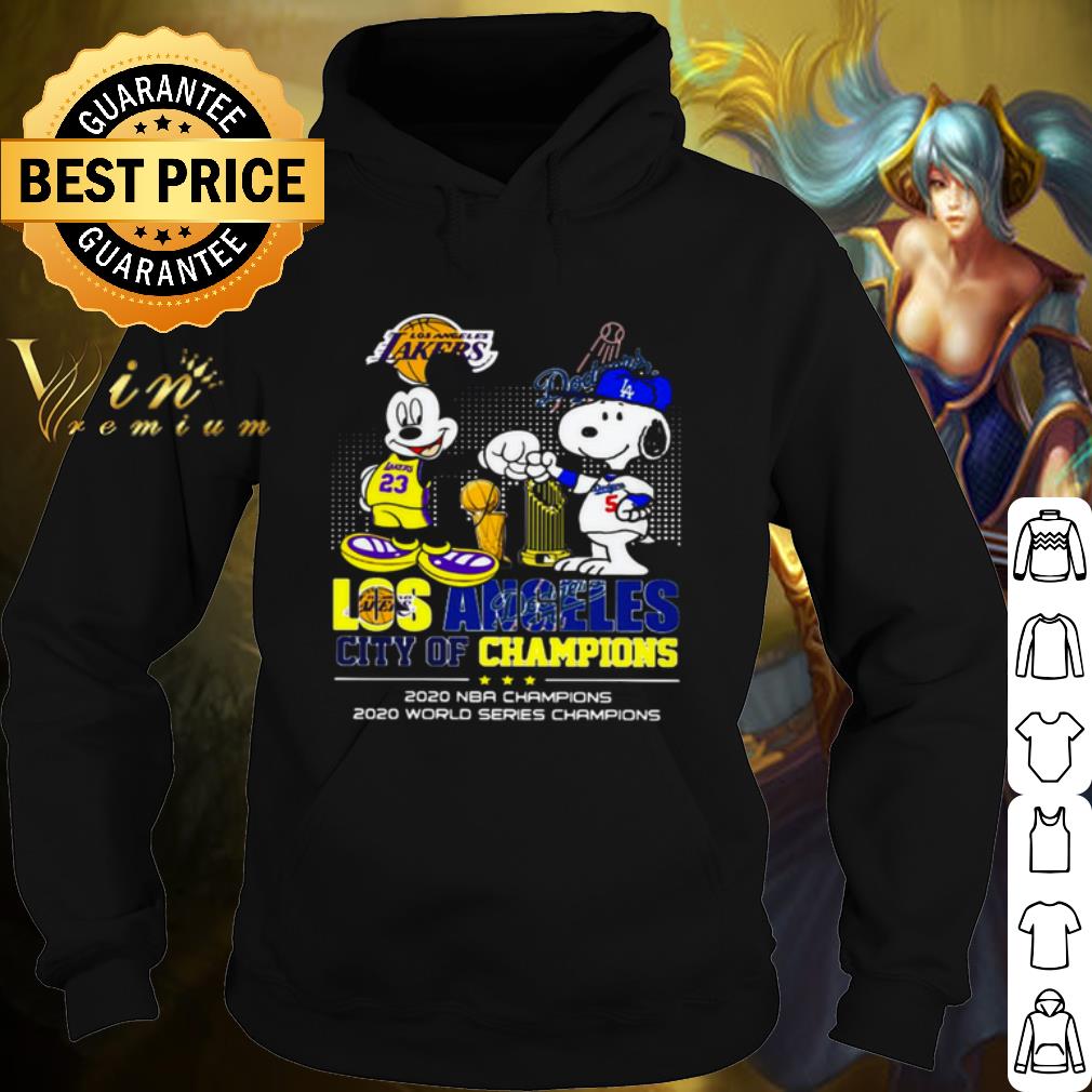Top Mickey Mouse And Snoopy Los Angeles City Of Champions 2020 shirt