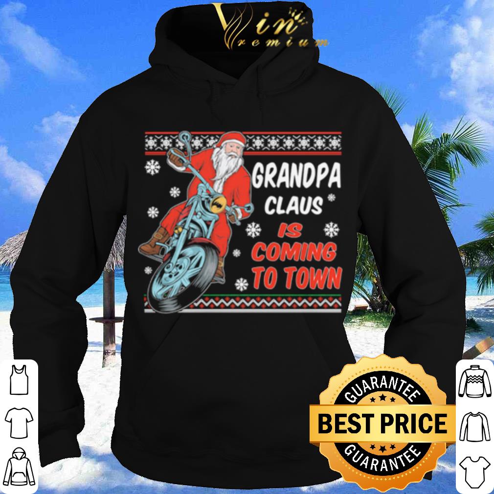 Grandpa Claus Is Coming To Town Riding Motorbike Merry Christmas shirt
