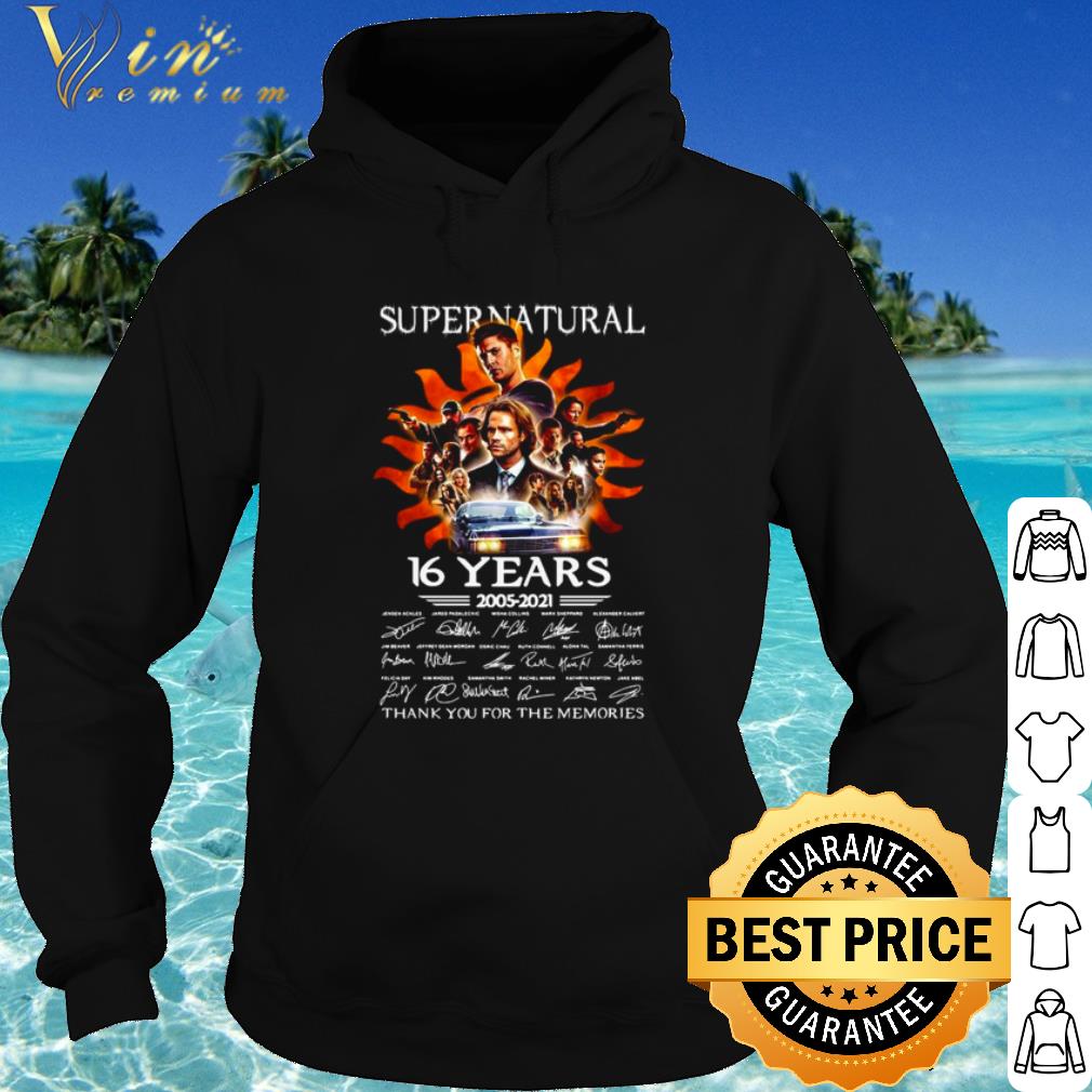 Original Supernatural 16 Years 2005 2021 Thank You For The Memories Signatures shirt