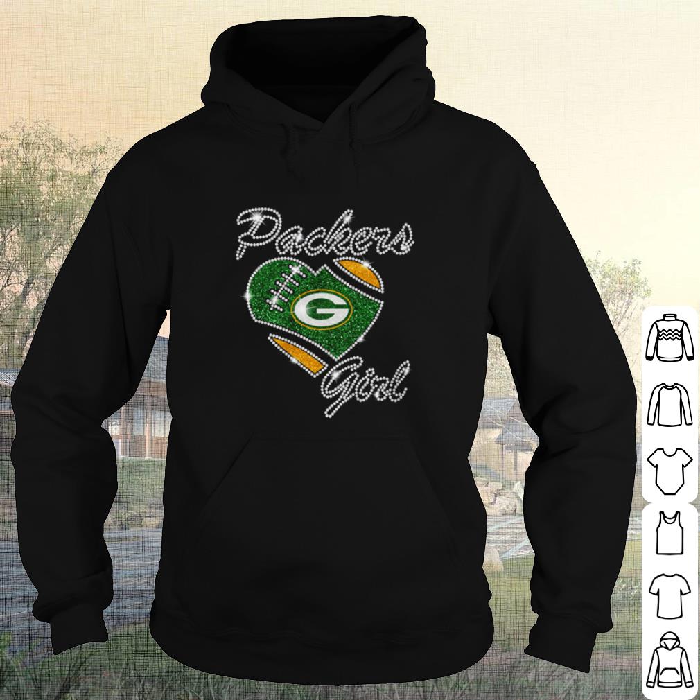 Pretty Green Bay Packers Girl Diamond Heart shirt