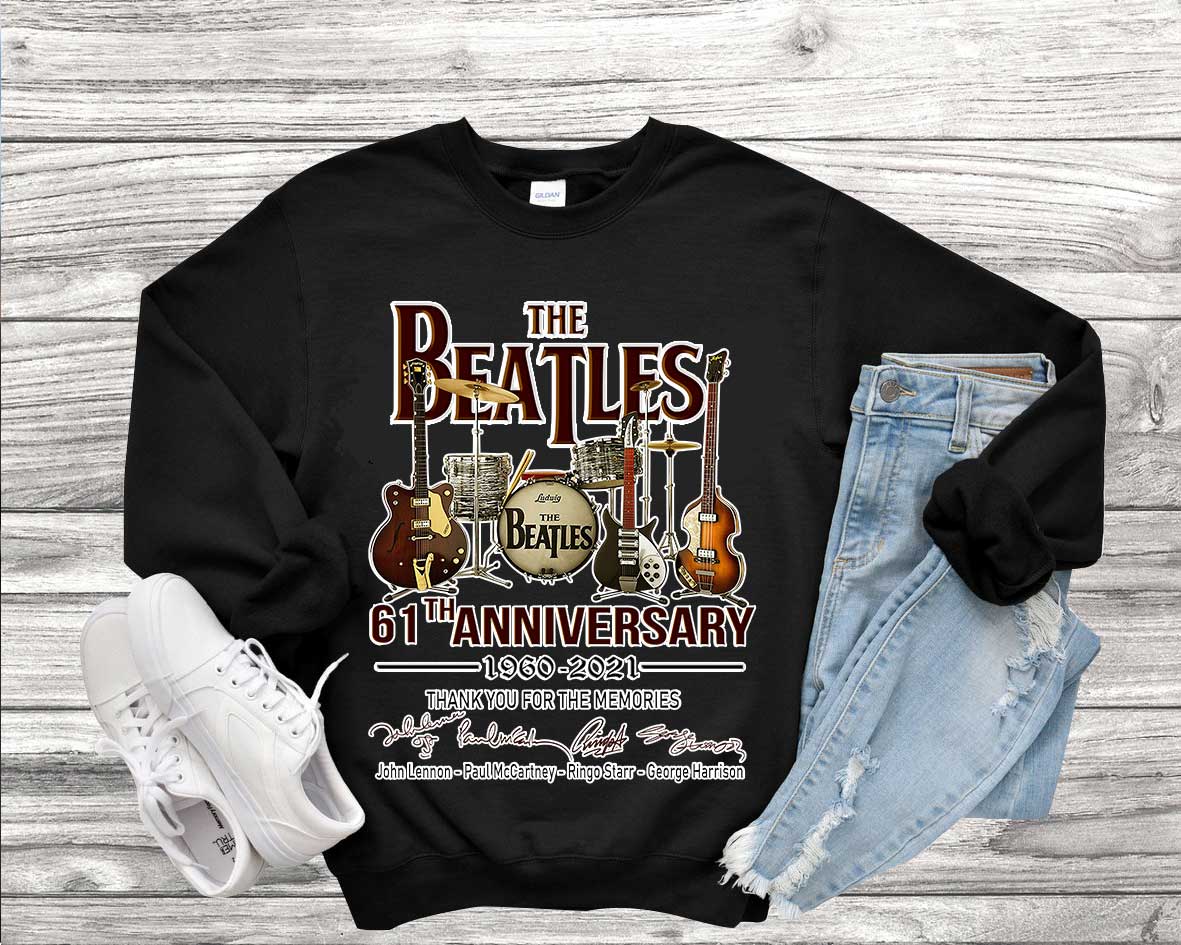 THEBEA~2 The Beatles 61th Anniversary 1960-2021 Thank You For The Memories Shirt, John Lennon, Paul Mccartney, Ringo Starr, George Harrison Shirt 1
