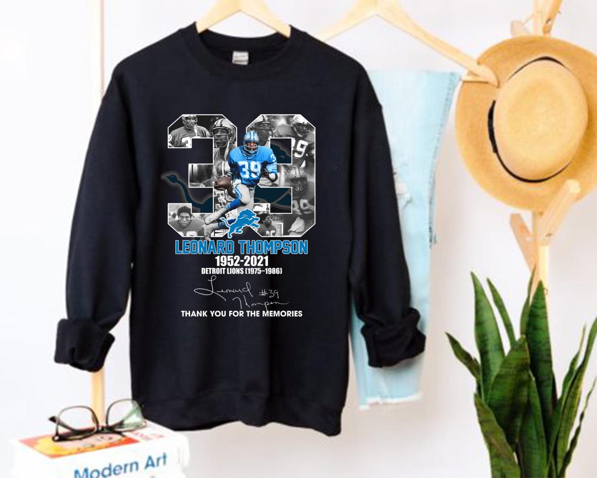 33 Leonard Thompson 1952-2021 Detroit Lions 1975-1986 Thank You Memories Signature Shirt 4 33 Leonard Thompson 1952-2021 Detroit Lions 1975-1986 Thank You Memories Signature Shirt