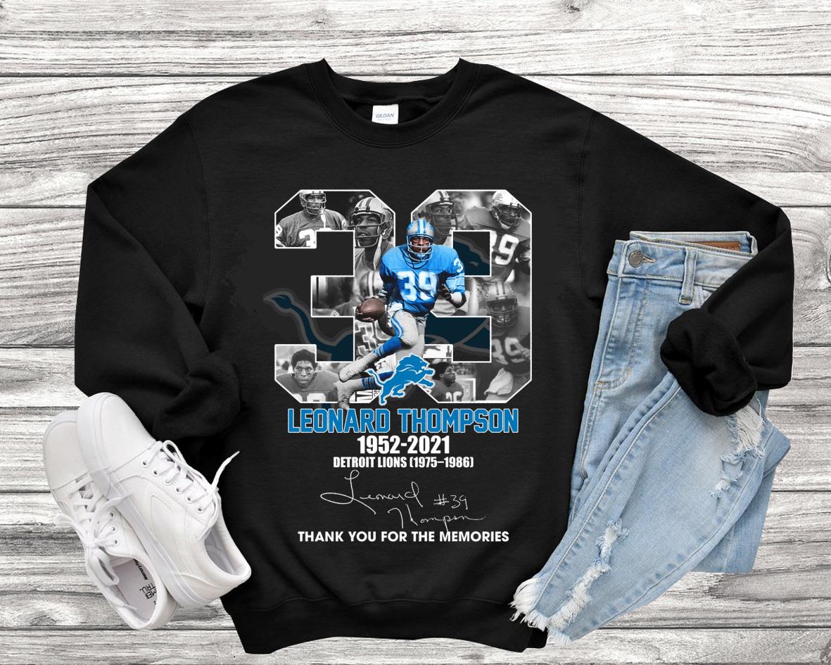 33 Leonard Thompson Shirt, 33 Leonard Thompson 1952-2021 Detroit Lions ...