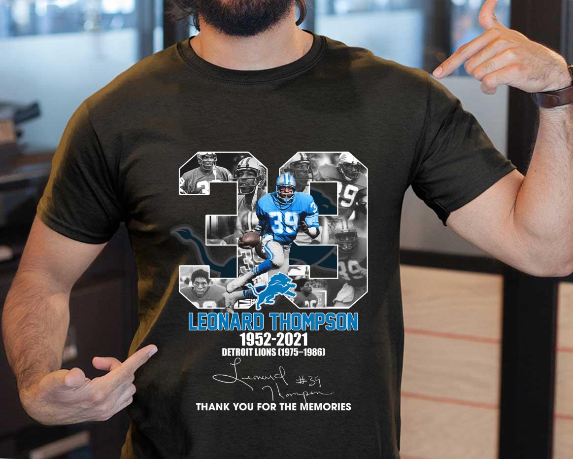 33 Leonard Thompson Shirt, 33 Leonard Thompson 1952-2021 Detroit Lions ...