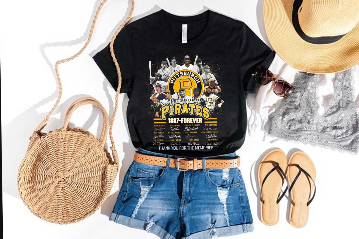 Vintage Pittsburgh Pirates 1887 Forever Shirt, Pittsburgh Pirates 1887 Forever Signatures Thank You For The Memories Shirt 4