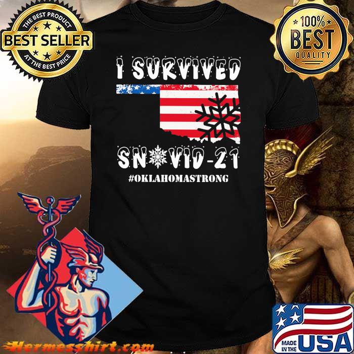 I Survived Snovid 21 Oklahoma Strong American Flag Shirt