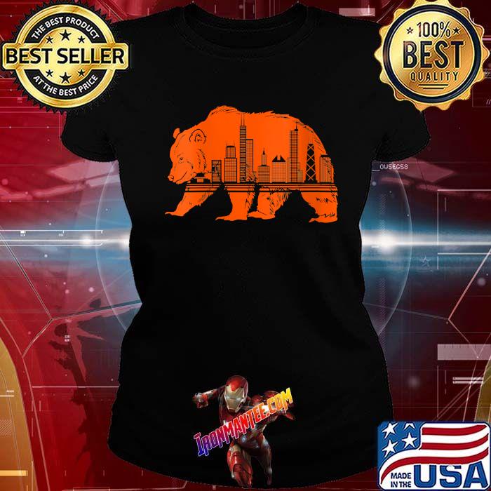 Downtown Chicago City Skyline Sweatshirt Bear Walking Silhouette