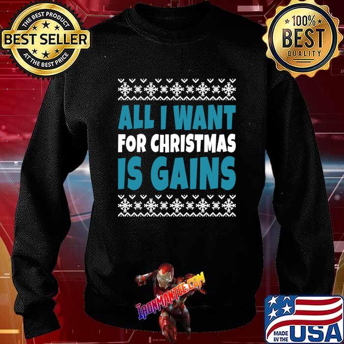 Gains Gym Funny Ugly Christmas T-Shirt 
