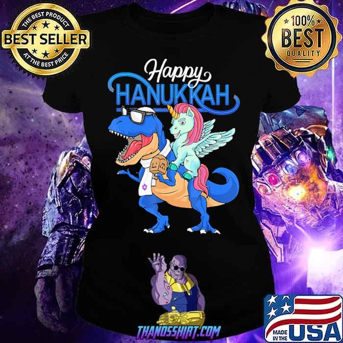 Happy Hanukkah Dinosaur And Unicorn 