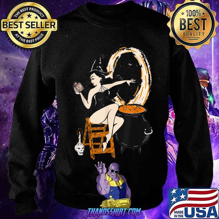 Halloween Witch Pin Up Vintage Retro T 