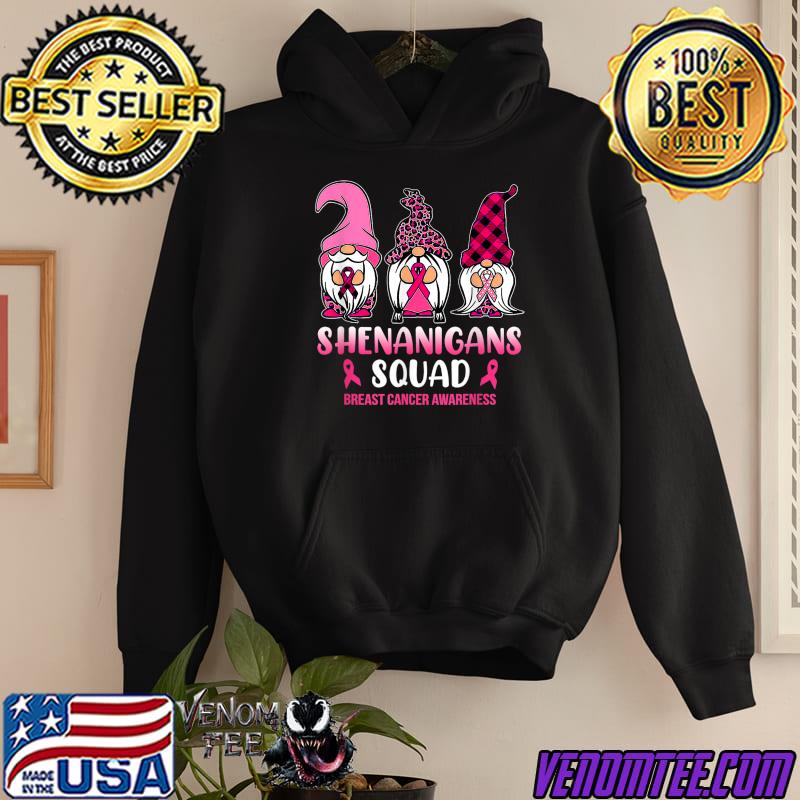 Shenanigans Squad Breast Cancer Awareness Gnomes Wear Pink Leopard T-Shirt