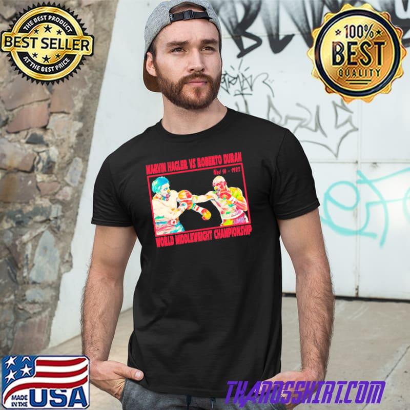 Marvin hagler vs roberto duran world middleweight championship sport shirt