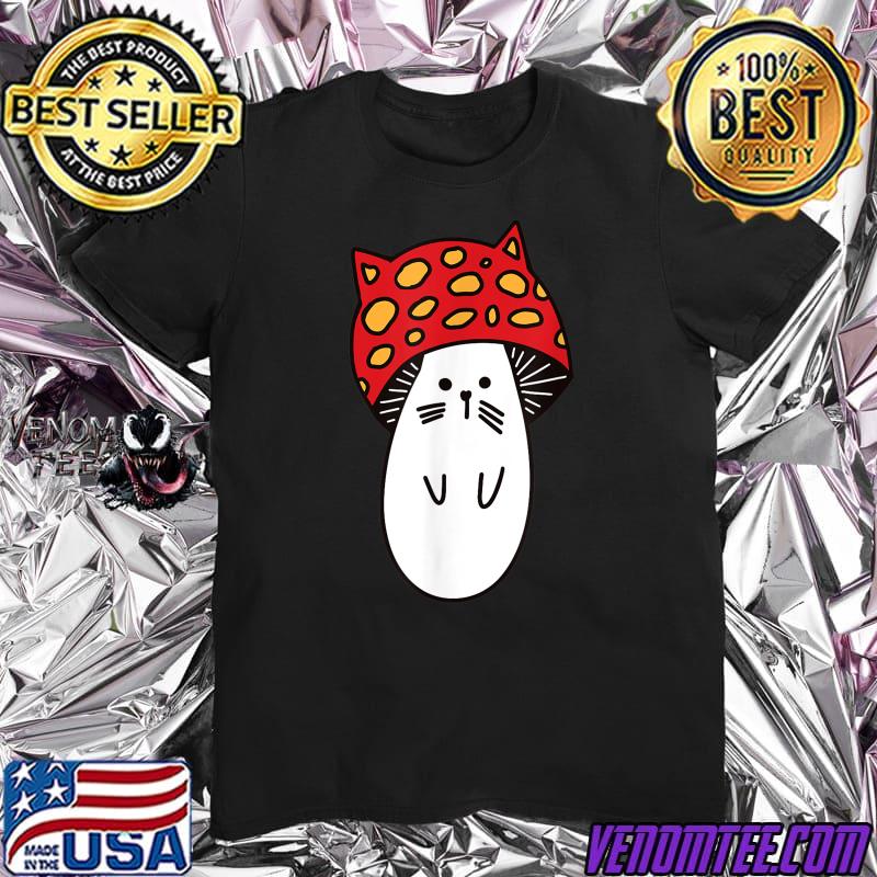 Chonk Kitty Cute Little Mushi Kitty Little Mushroom Hat Cat T-Shirt