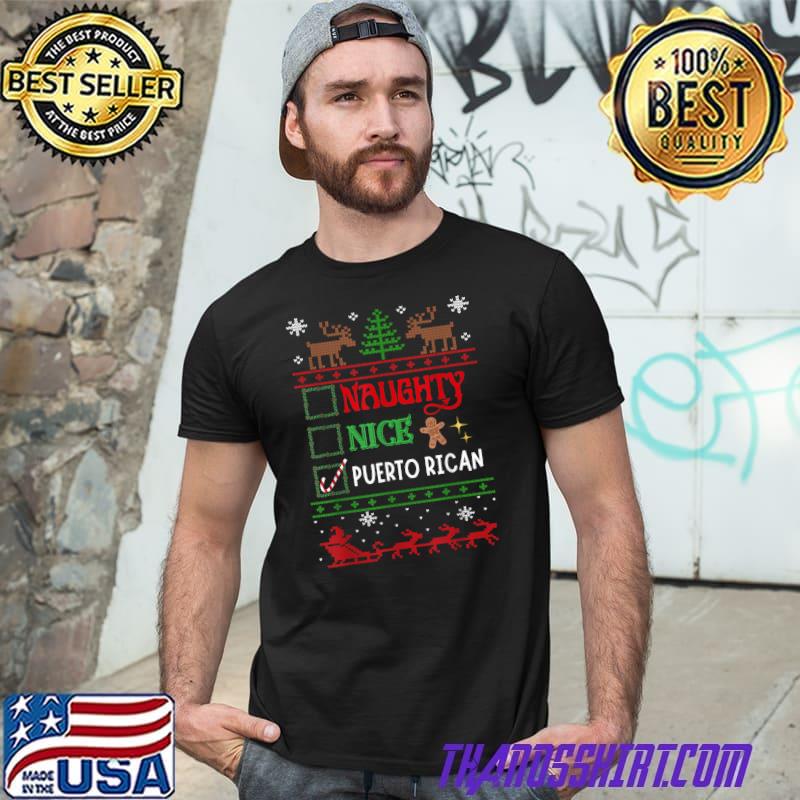 Nice Naughty Puerto Rican Christmas Puerto Rico Heritage T-Shirt