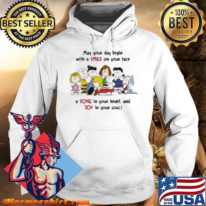 Snoopy woodstocks Charlie Brown may your day begin with a smile on your face shirt