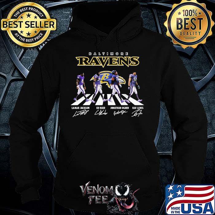 Baltimore Ravens Lamar Jackson Ed Reed signatures Walking Abbey Road shirt