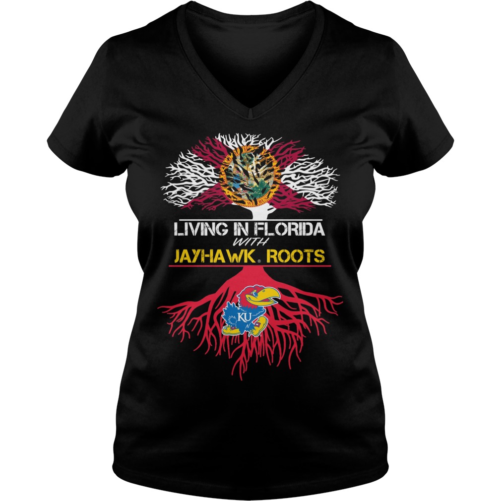 Living In Florida With Jayhawk Roots Shirt 4 Living In Florida With Jayhawk Roots V Neck