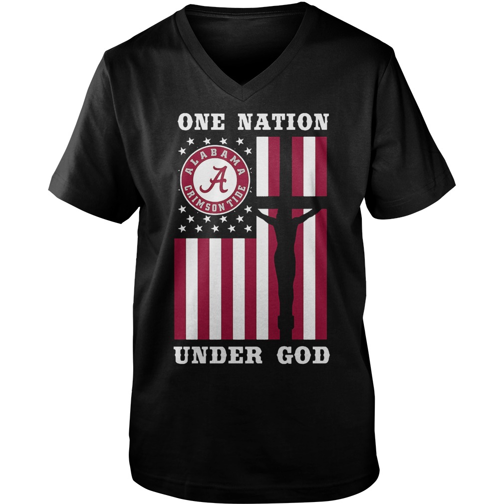 Alabama Crimson Tide – One Nation Under God T-Shirt 5 Alabama Crimson Tide – One Nation Under God T-Shirt Guys V-Neck