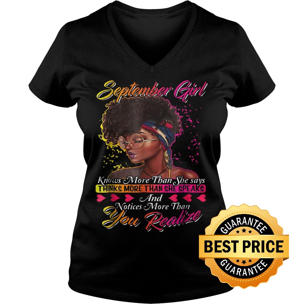 Premium September Girl Knows More Than She Says Shirt 3 Premium September Girl Knows More Than She Says Shirt Ladies V-Neck