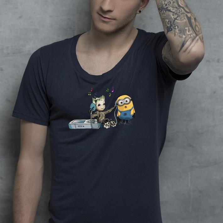 Groot and Minion listenng to music shirt