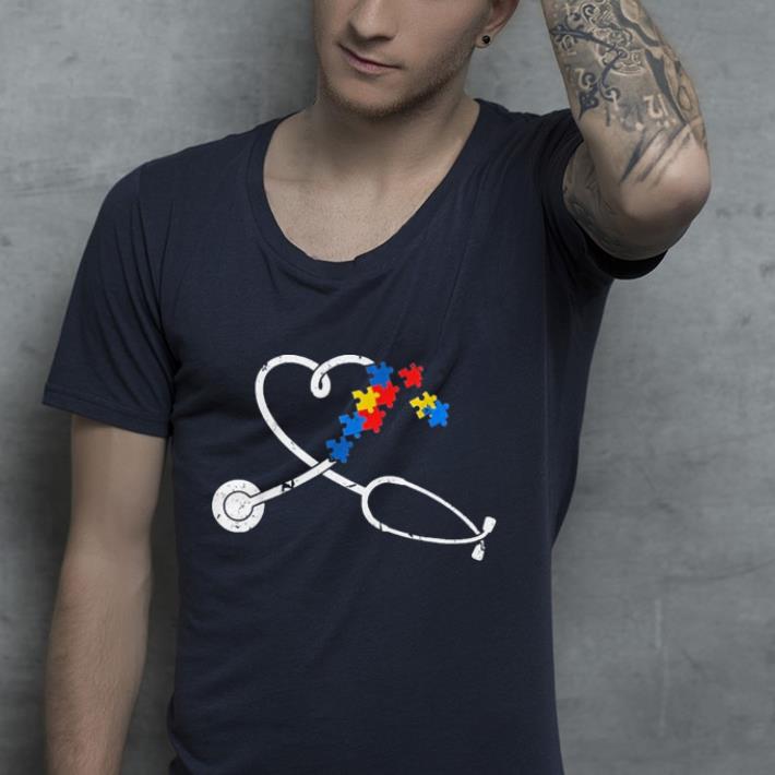 Nurse Autism Puzzle Stethoscope Heart shirt