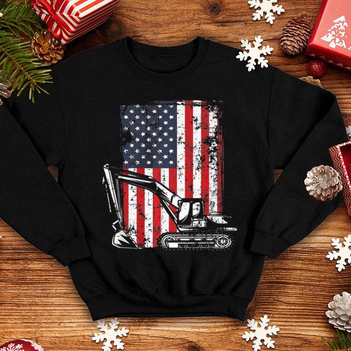 4th Of July Construction Backhoe Excavator American Flag shirt