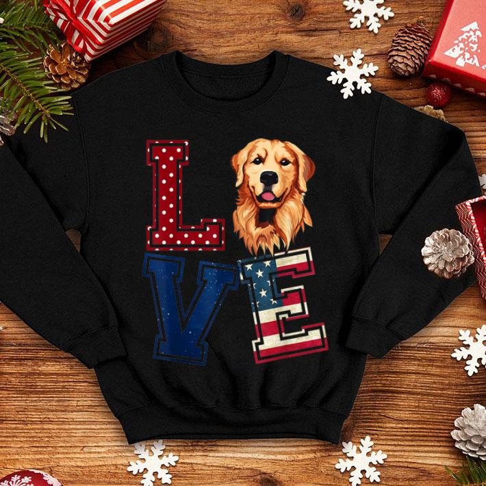 Love Golden Retriever Face American Flag 4th Of July shirt