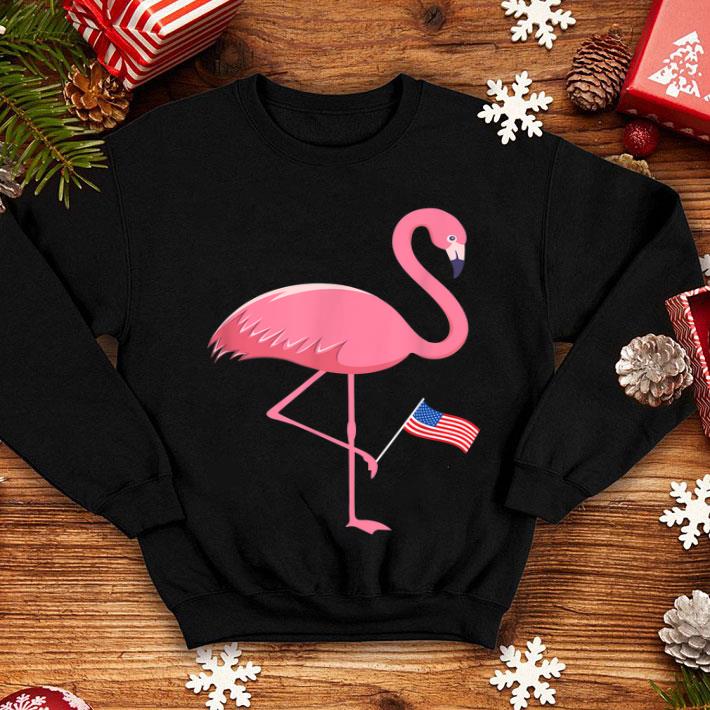 Pink Flamingo 4th of July American Flag USA Patriotic shirt