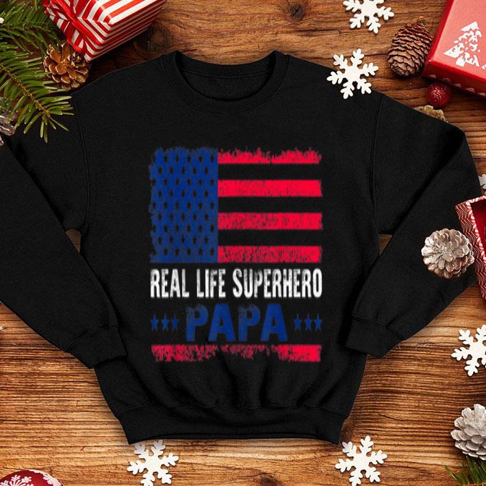 Real Life Superhero Papa Vintage US 4th of July shirt
