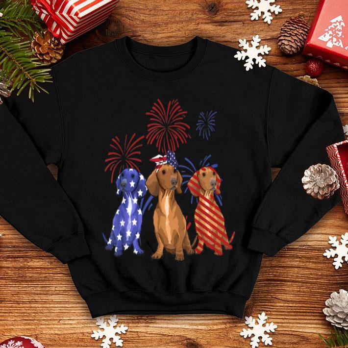 Red White Blue Dachshund USA Flag Firework 4th Of July shirt