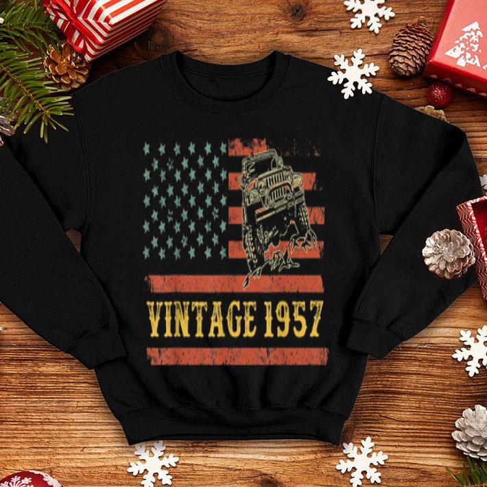 Vintage 1957 Jeeps Birthday Retro USA Jeeps 4th Of July shirt